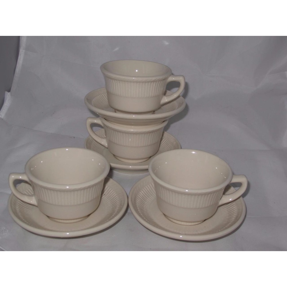 Shenango Staffordshire Restaurant China Set of 4 Teacup Cup & Saucer‎